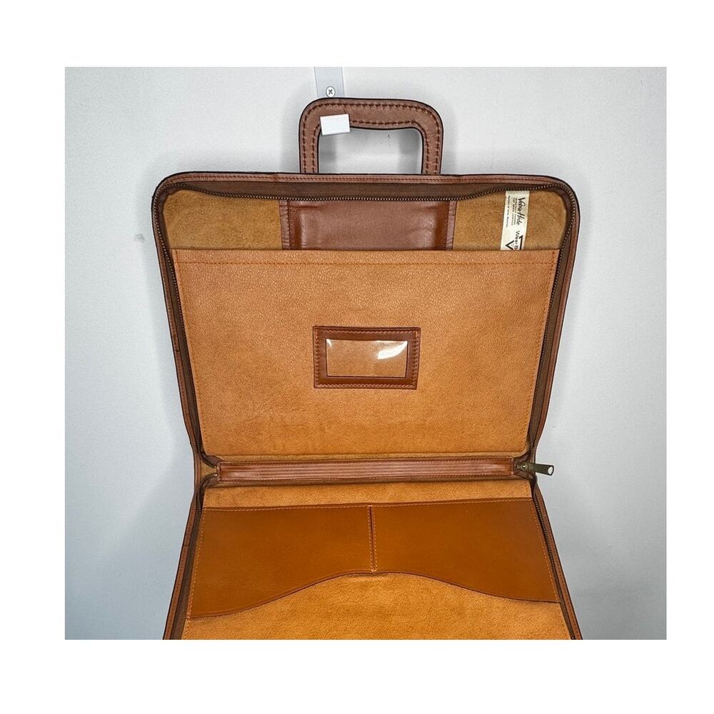 1970s Wear Best VelvaHide Leather Portfolio Briefcase Brown Zip Case - Picture 9 of 16